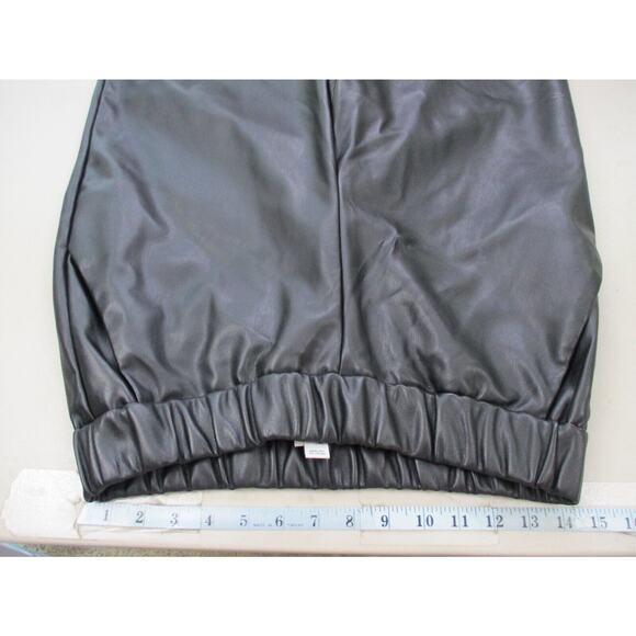 A New Day Faux Leather Pants Womens Small 28x27 Vegan Stretch High Waist Baggy - Picture 4 of 12